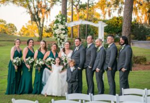 A Happily Ever After Floral, Hidden Hills Country Club Wedding Flowers Jacksonville, Florida, Wedding Flowers Jacksonville, Outdoor Ceremony, Candle Centerpieces, Low Floral Centerpiece