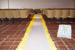 A Happily Ever After Floral, Hyatt Riverfront, Wedding Flowers Jacksonville, Florida, Yellow Wedding Flowers, Aisle Petals