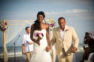 A Happily Ever After Floral, Jacksonville Beach Wedding, Purple Wedding Flowers, Beach Wedding