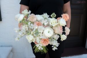 Peach and White Garden Bridal Bouquet, Jacksonville Wedding Flowers, A Happily Ever After Floral, Crane Cottage Wedding Flowers, Jekyll Island Wedding Flowers