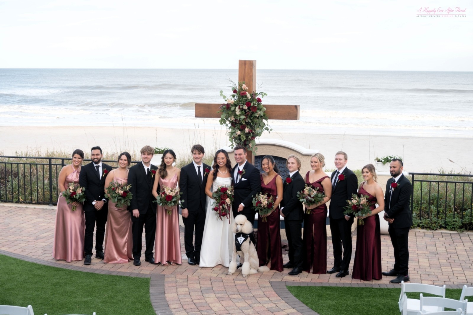 The Lodge & Club of Ponte Vedra Beach, Blush & Burgundy Wedding Flowers, Jacksonville Wedding Flowers, A Happily Ever After Floral, Cross Flowers, Altar Wedding Flowers