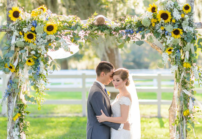 A Happily Ever After Floral, Wedding Flowers Jacksonville, Arch Flowers, Sunflowers