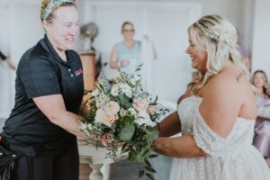 A Happily Ever After Floral, Bridal Bouquet, Wedding Flowers at the White Room- St Augustine, St Augustine Wedding Flowers, Round Moon Gate Arch, Altar Wedding Flowers, Bridal Bouquet Reveal