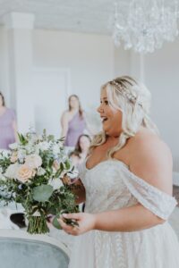 A Happily Ever After Floral, Wedding Flowers at the White Room- St Augustine, St Augustine Wedding Flowers, Round Moon Gate Arch, Altar Wedding Flowers, Bouquet Reveal, Bridal Bouquet, Stephanie W. Photography