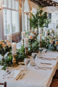 A Happily Ever After Floral, Stephanie W. Photography, Altar Flowers, Moon Gate Arch Flowers, Wedding Flowers at the White Room- St Augustine, St Augustine Wedding Flowers, Round Moon Gate Arch, Altar Wedding Flowers, Just Married, Wedding Party Table